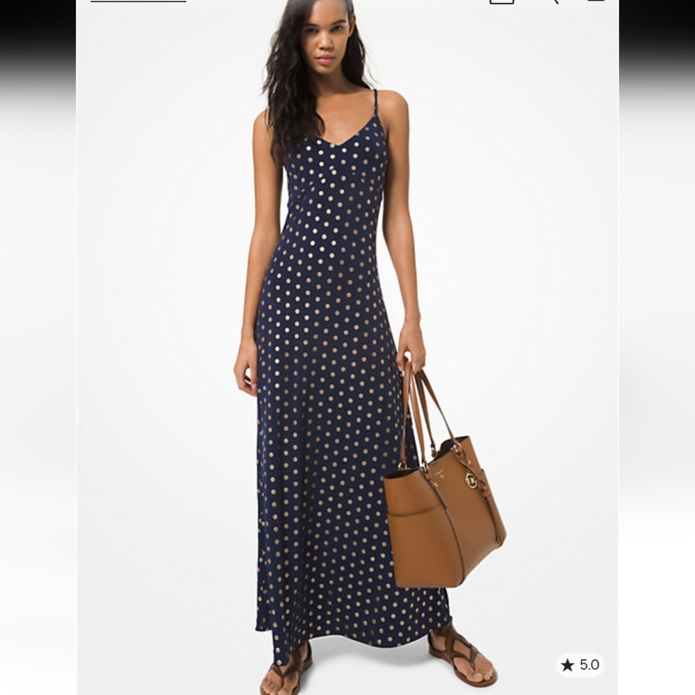 Michael Michael Kors Medallion Foil Print Matte Jersey Slip Dress, Maxi, XL, NWT